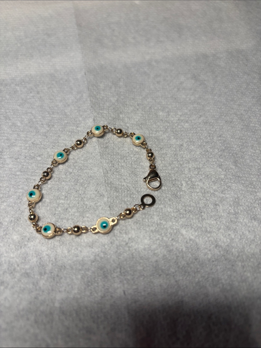 Gold-Tone Turquoise Evil Eye Chain Bracelet for children’s